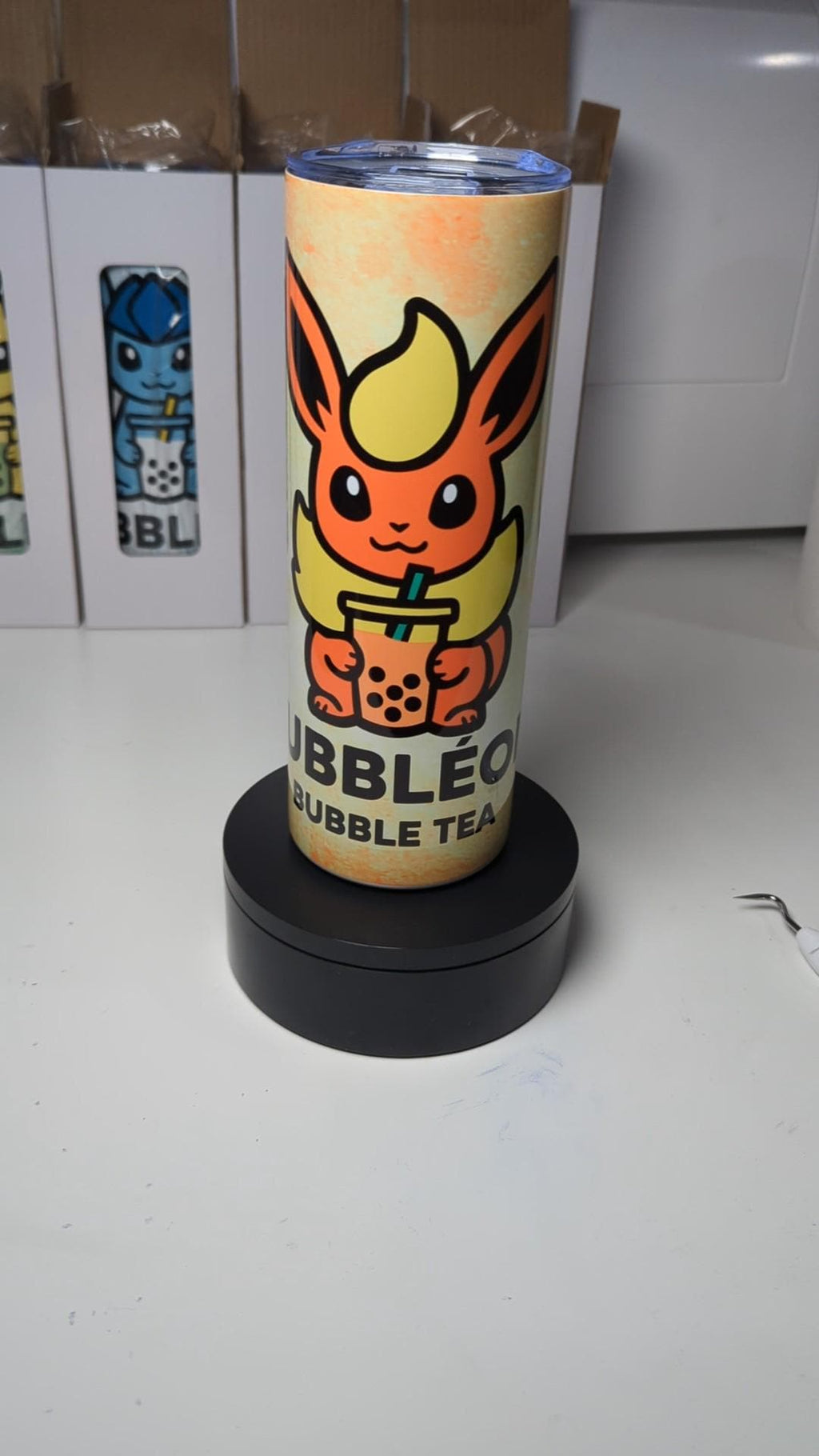 Bubbleon Flareon Pokemon Boba Bubble Tea Inspired Tumbler