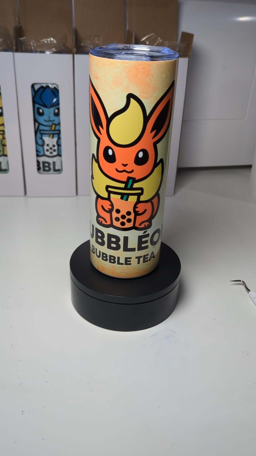 Bubbleon Flareon Pokemon Boba Bubble Tea Inspired Tumbler