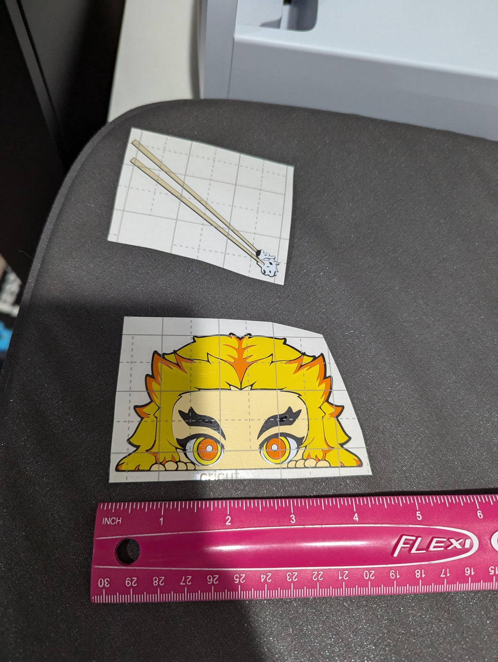Hungry Demon Slayer Rengoku Inspired Peeker Vehicle Decal in varying sizes