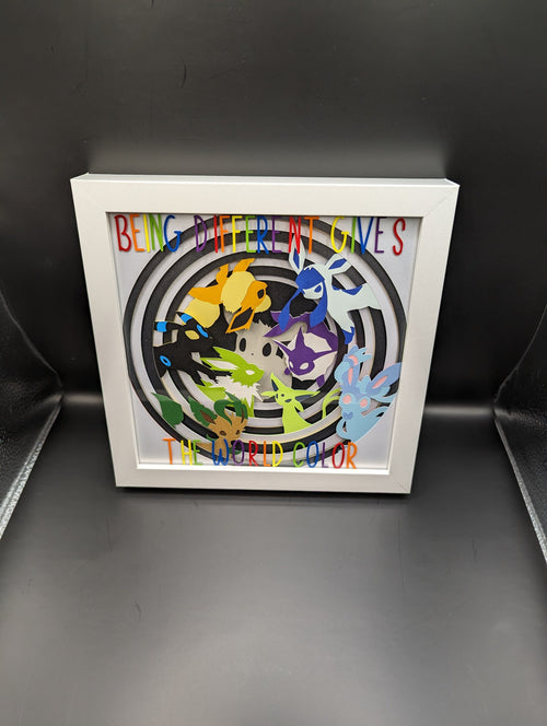Being Different Gives The World Color Framed Layered Cardstock Eeveelution Inspired Wall Art