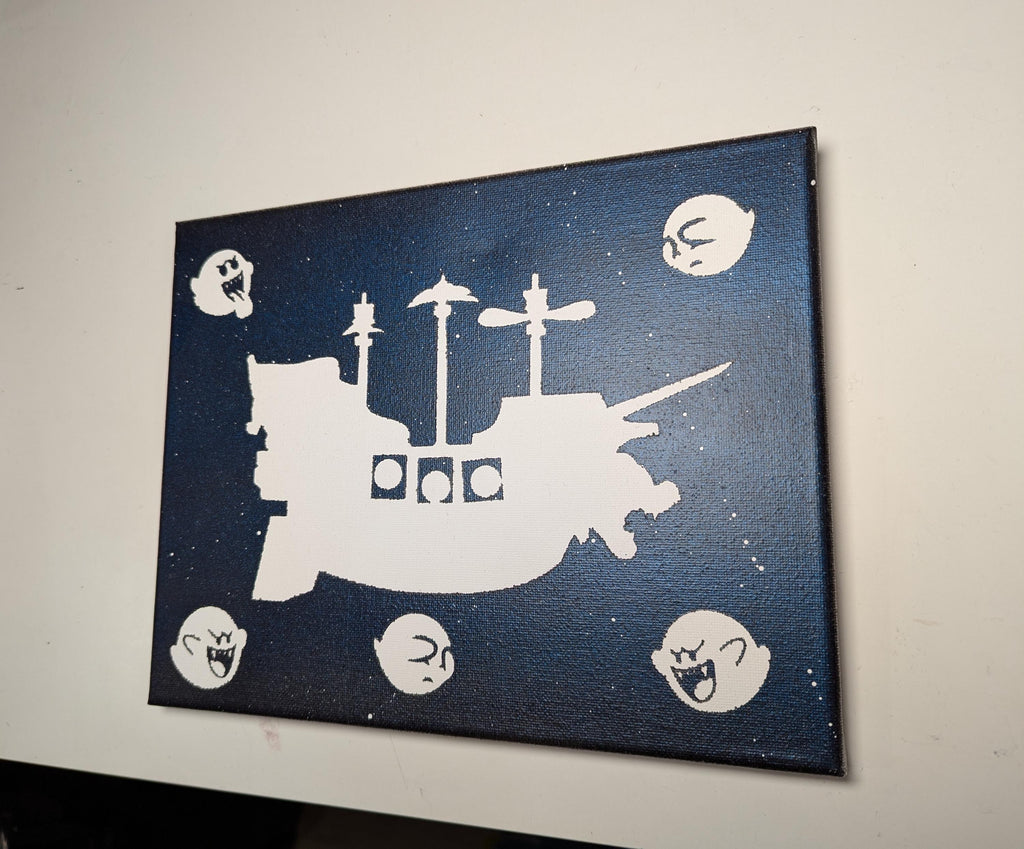 Airship Bowser and Boos inspired 8x10 canvas painting