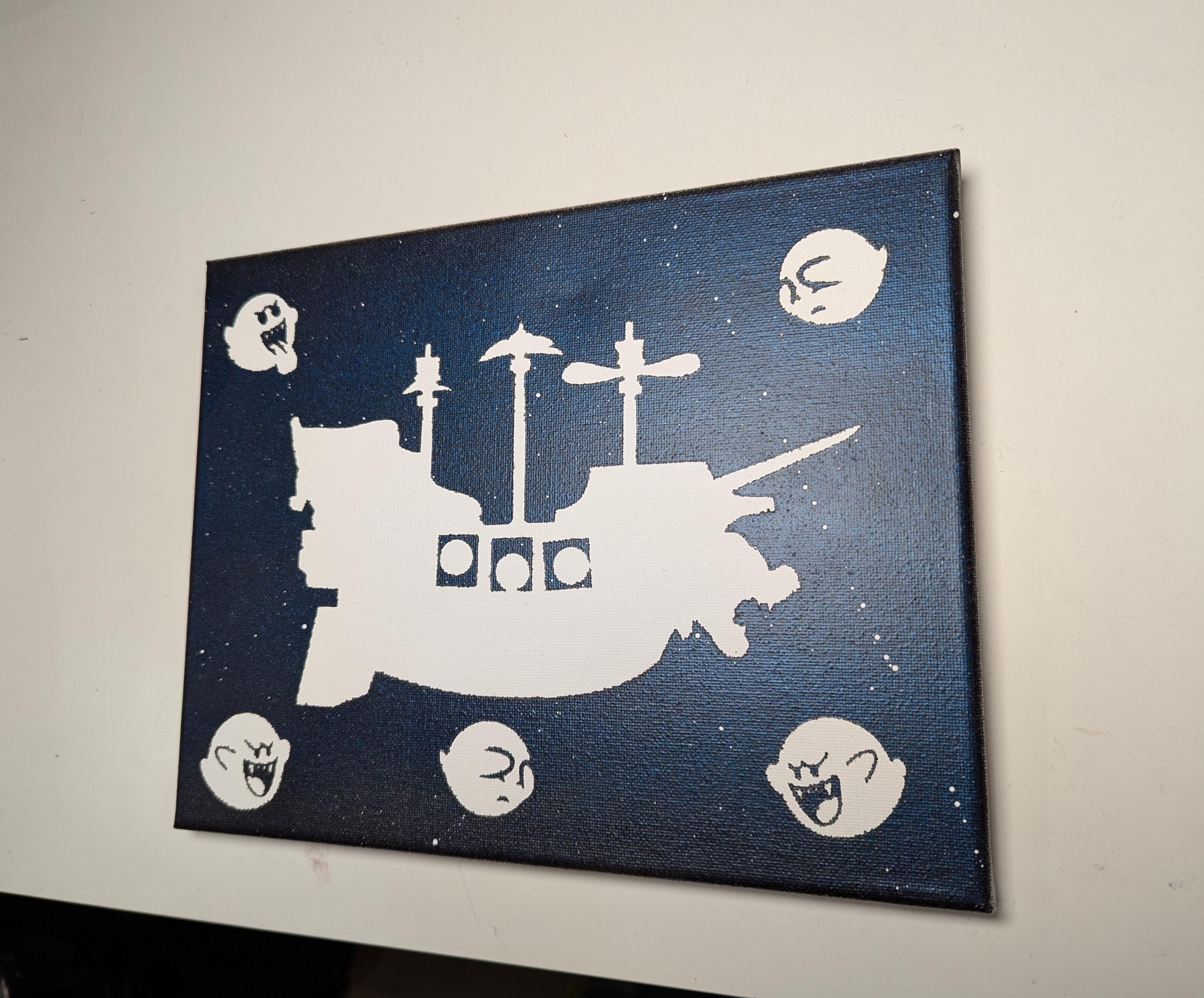 Airship Bowser and Boos inspired 8x10 canvas painting