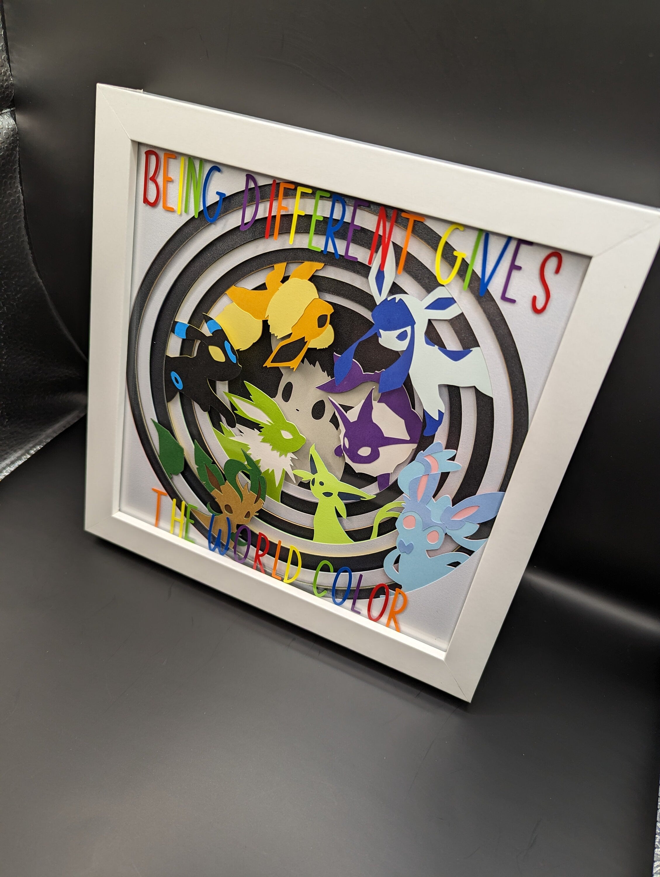 Being Different Gives The World Color Framed Layered Cardstock Eeveelution Inspired Wall Art