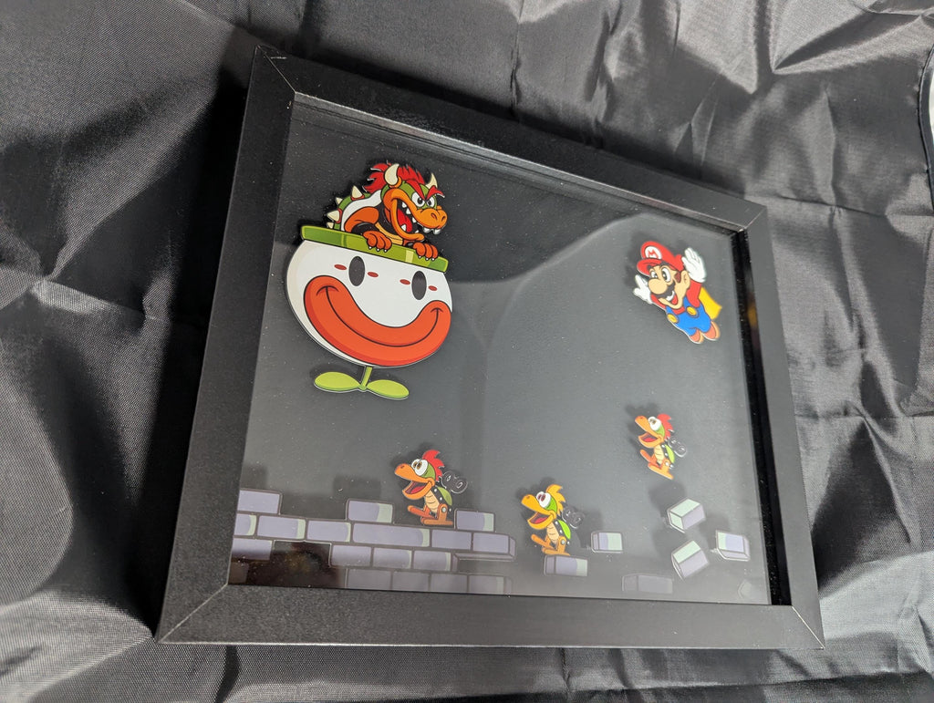Mario vs Bowser Super Mario World Tooney Lunes 8x10 Shadow Box