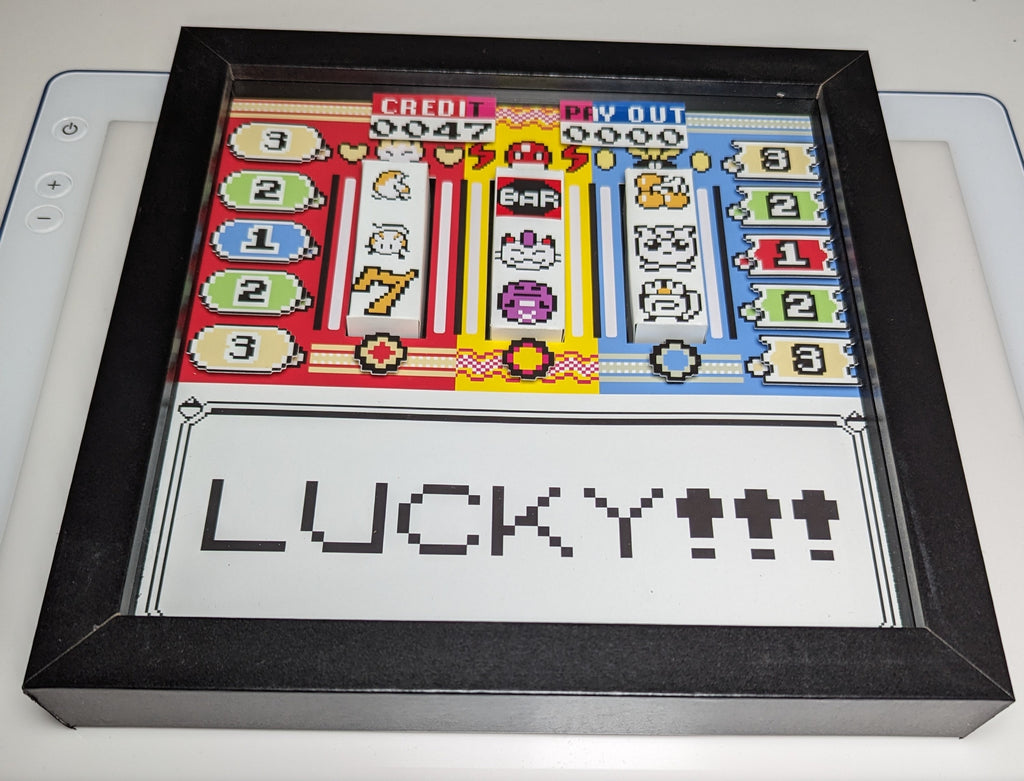 Pokemon Red Yellow and Blue Inspired 3D slot machine Layered Shadow Box