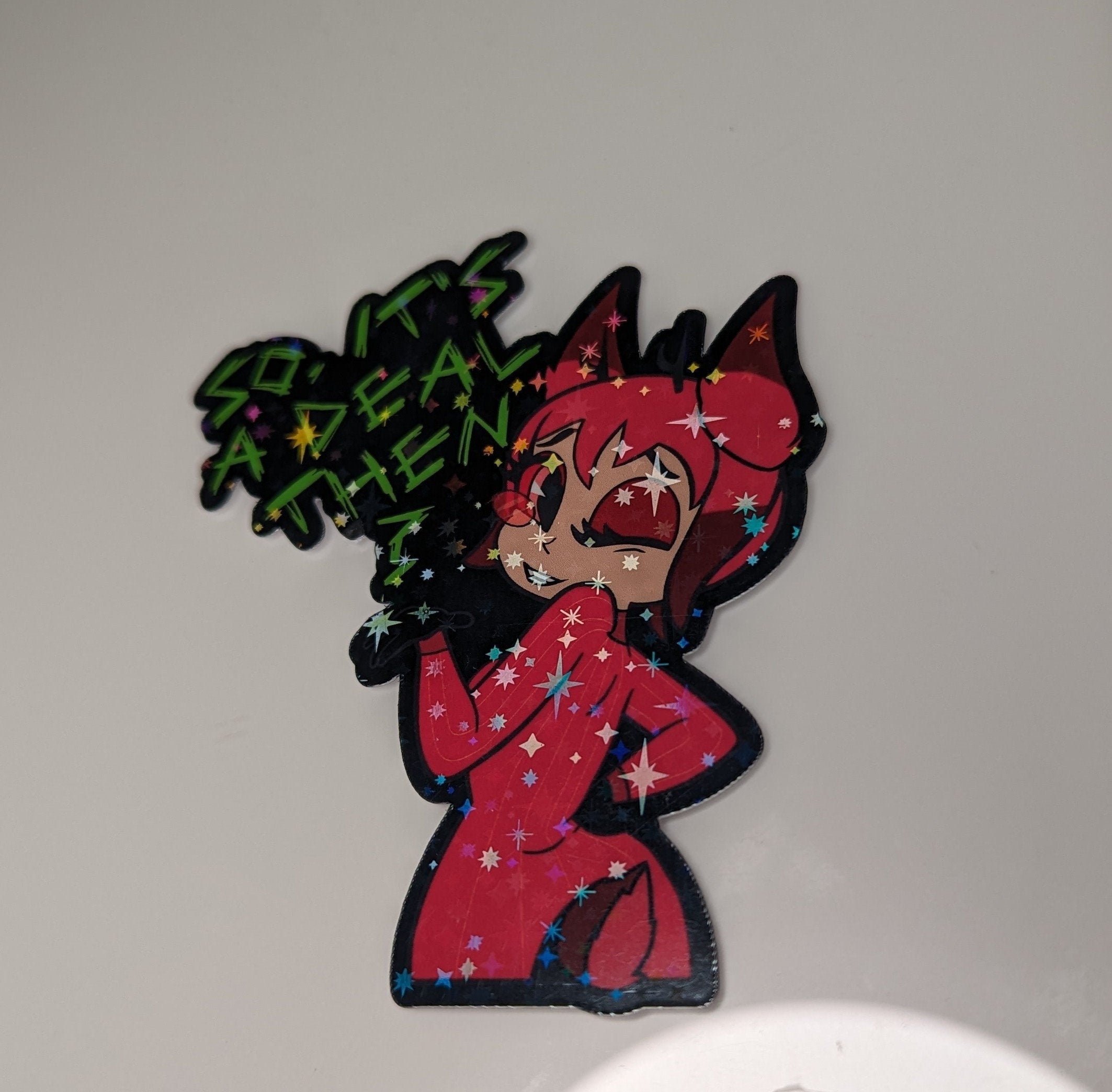 Holographic Fem Alastor Hazbin Hotel inspired sticker