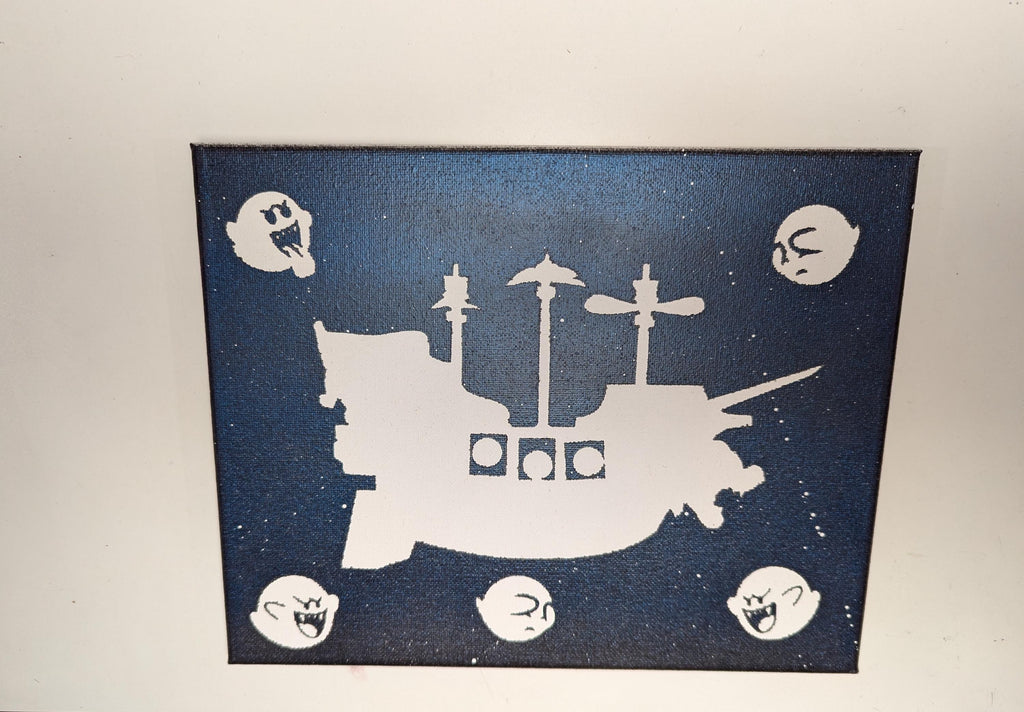 Airship Bowser and Boos inspired 8x10 canvas painting