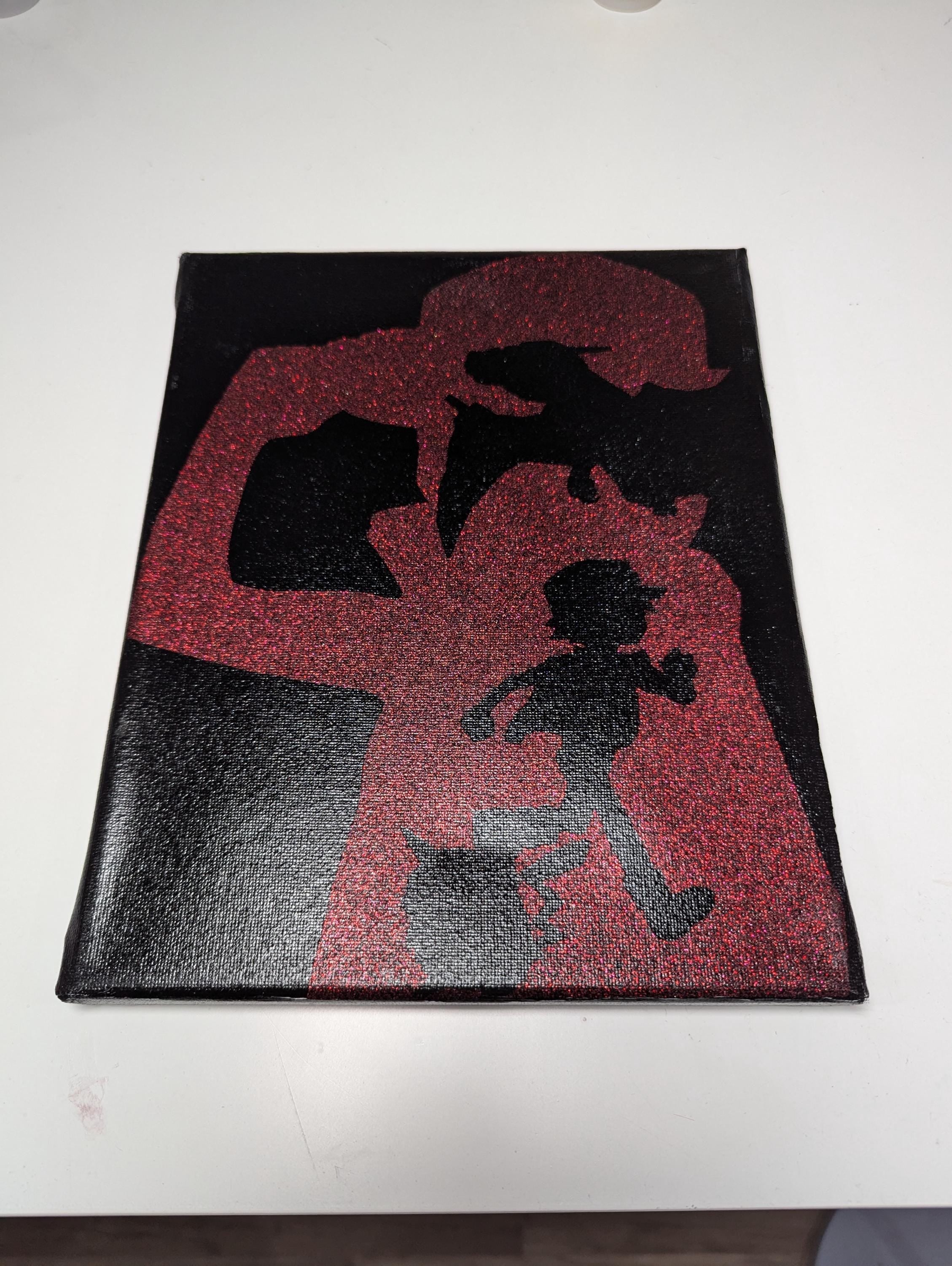 Pokemon Red inspired 8x10 canvas painting