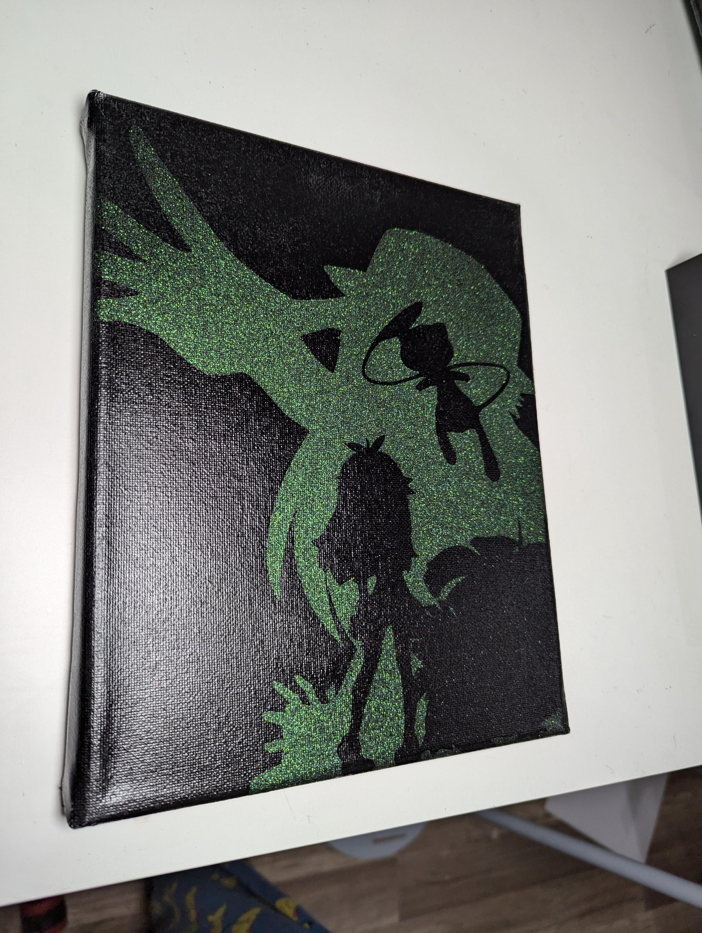 Pokemon Green inspired 8x10 canvas painting