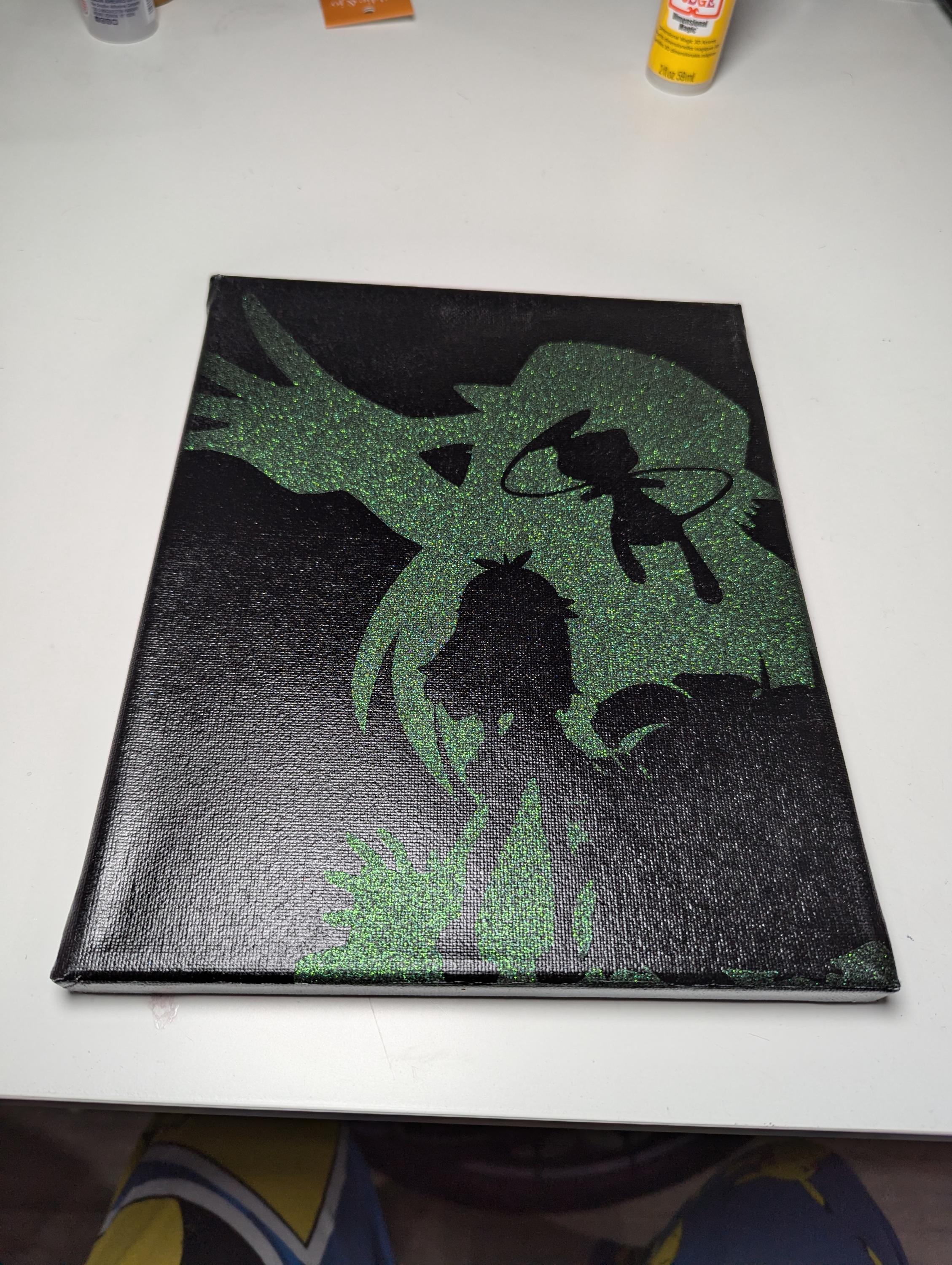 Pokemon Green inspired 8x10 canvas painting
