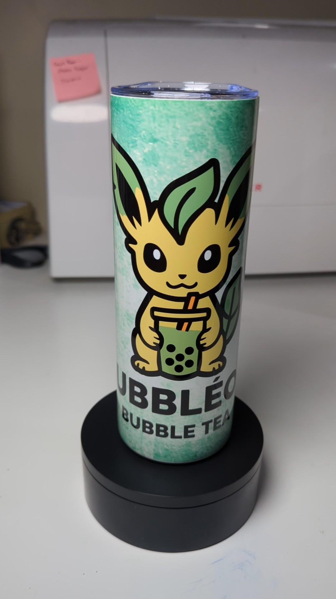 Bubbleon Leafeon Pokemon Boba Bubble Tea Inspired Tumbler