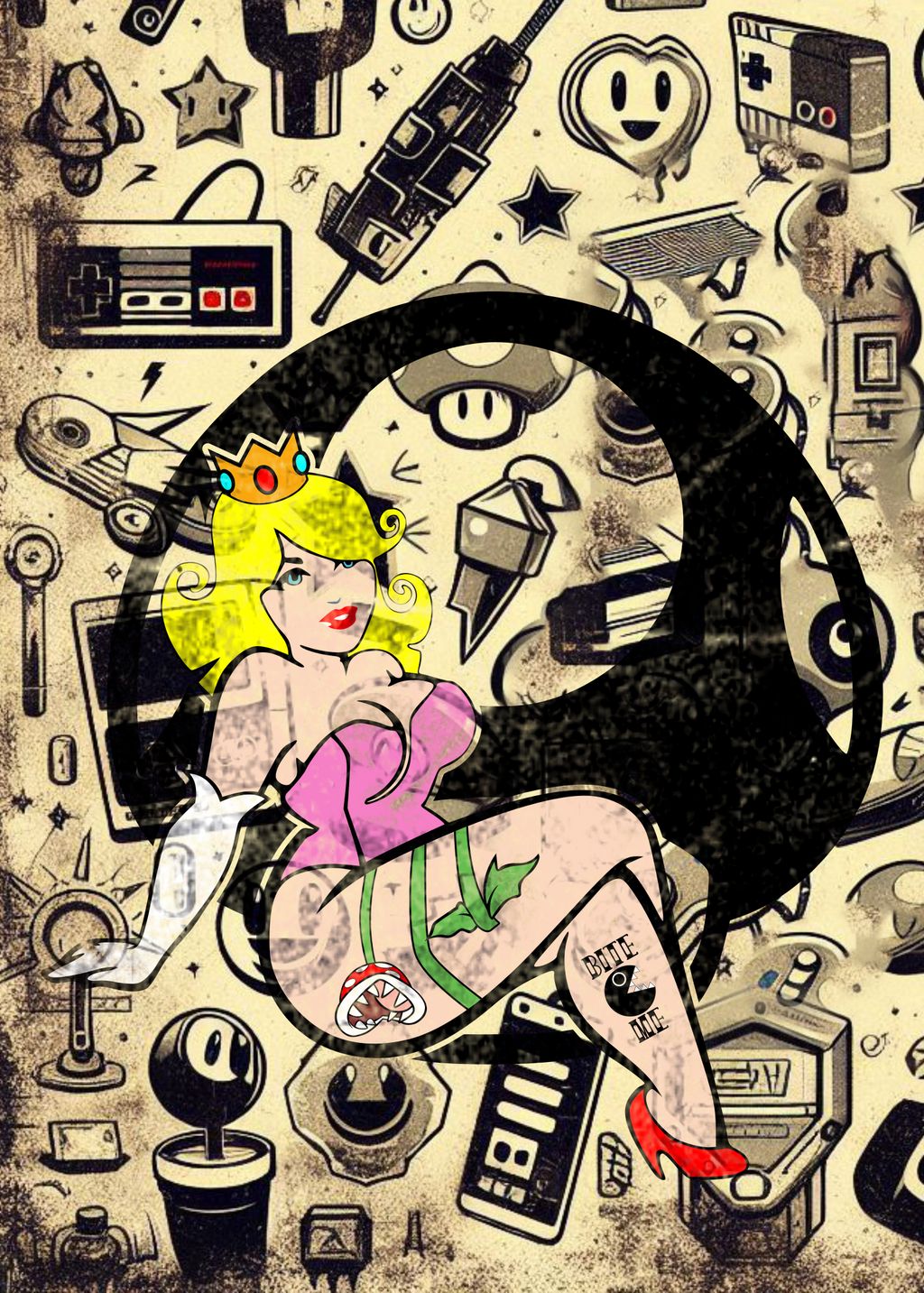 Peach Pin Up Art Print