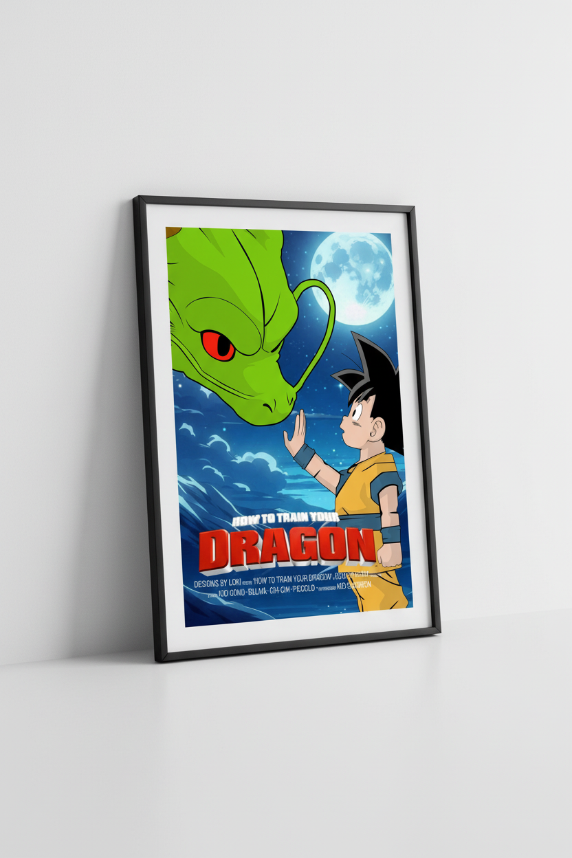 Poster of 'How to Train Your Dragon' with a dragon and a character against a moonlit sky.