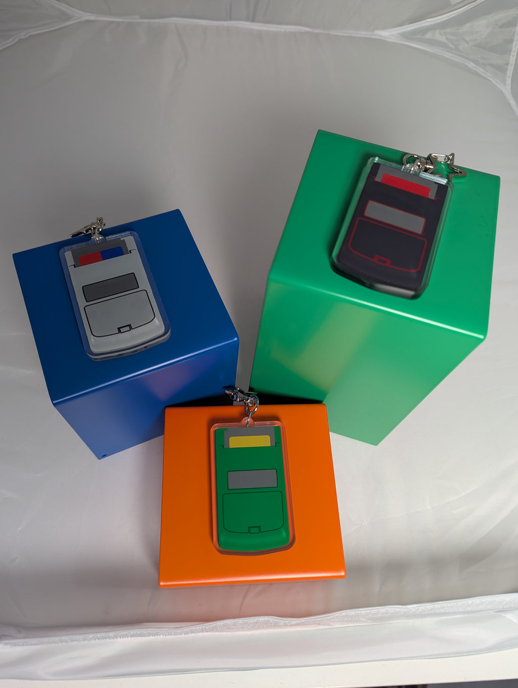 Gameboy shaker keychain inspired by Pokemon Red, Blue, and Green