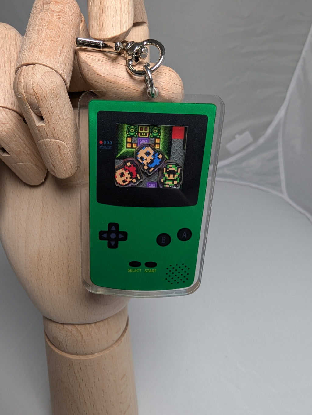 Gameboy shaker keychain inspired by Legend of Zelda