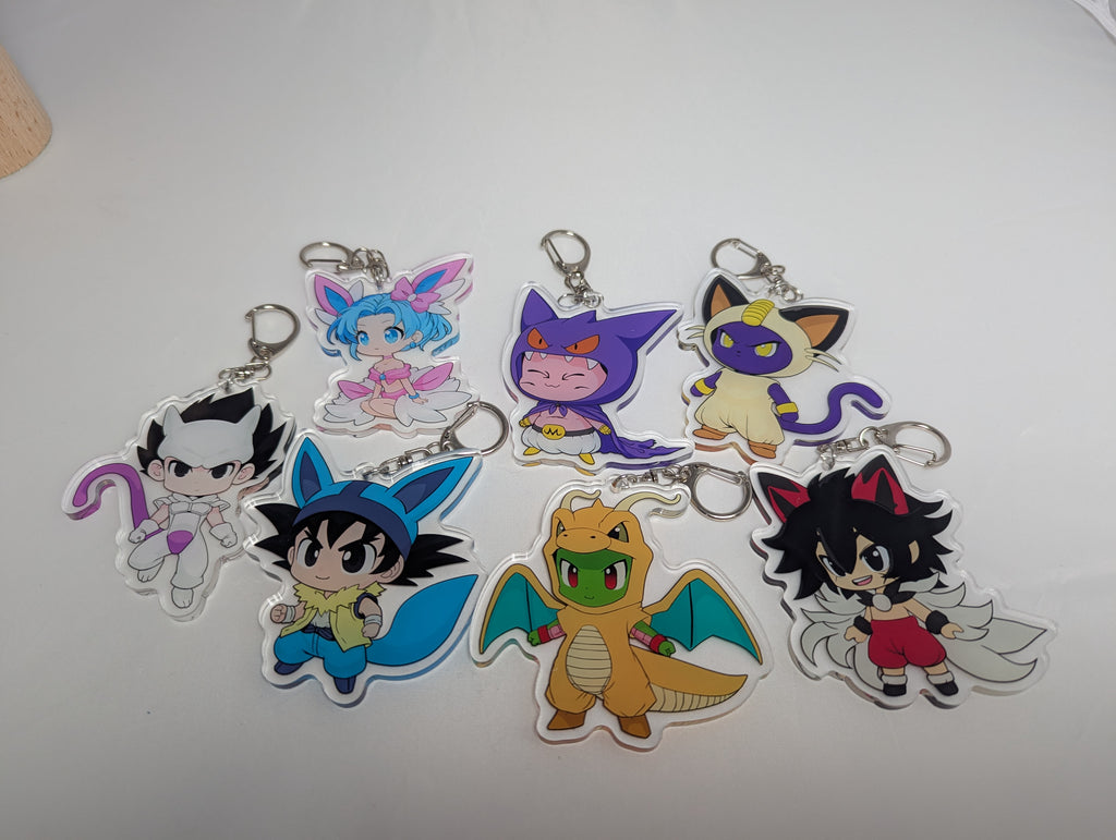 Chibi Pokemon x Dragon Ball Inspired Keychains
