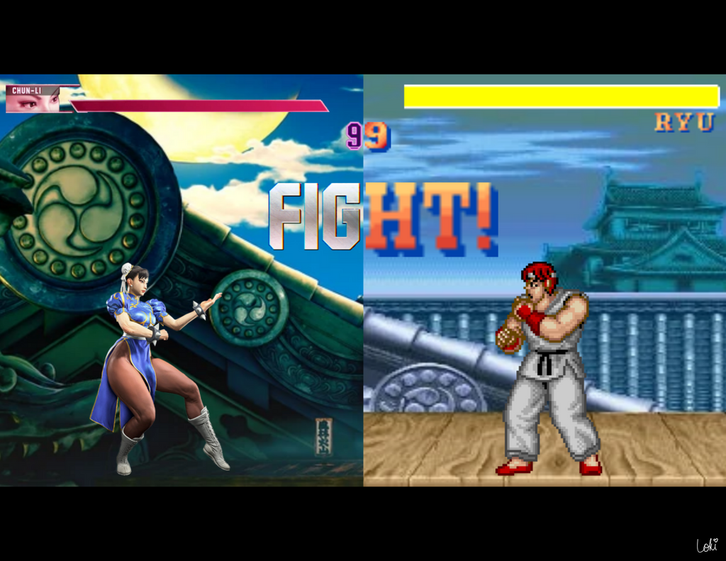 Street Fighter Classic vs New Art Print