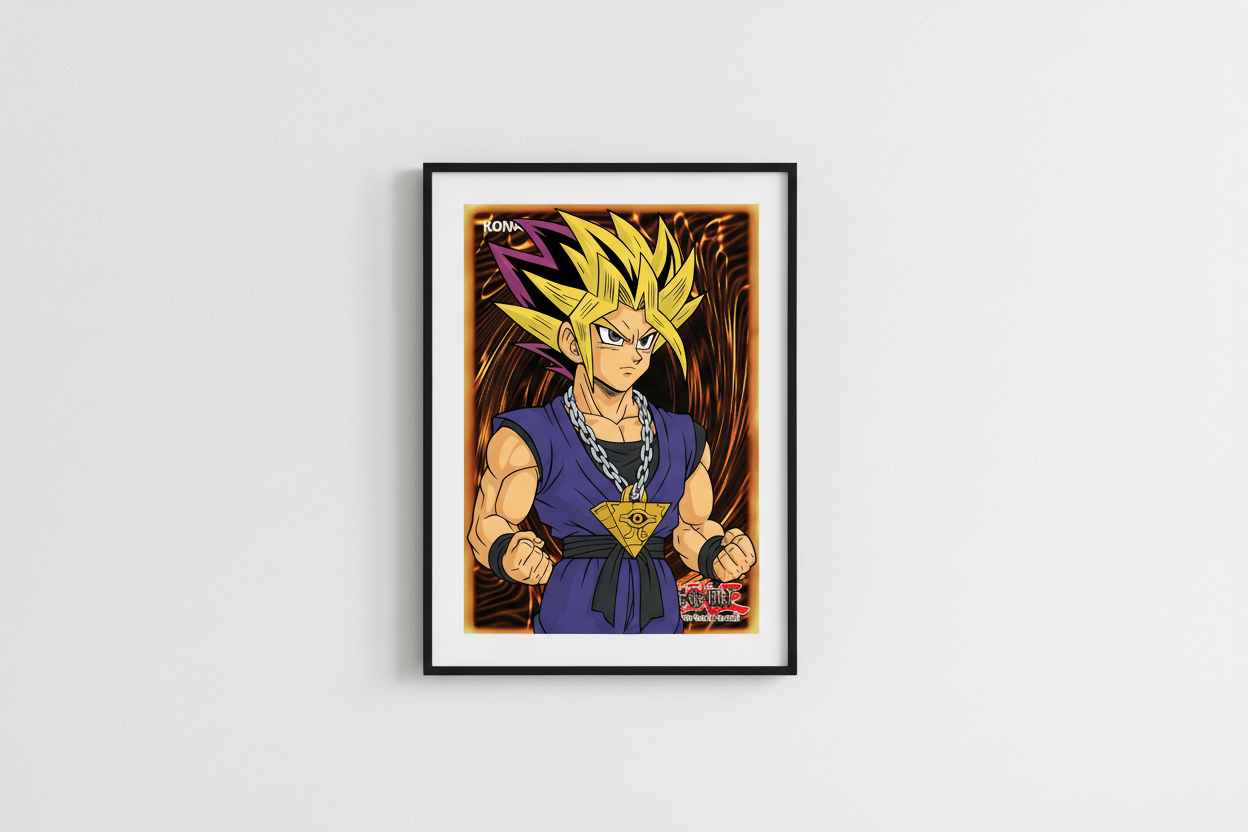 Animated character in a purple outfit with a yellow emblem, standing against a fiery background.