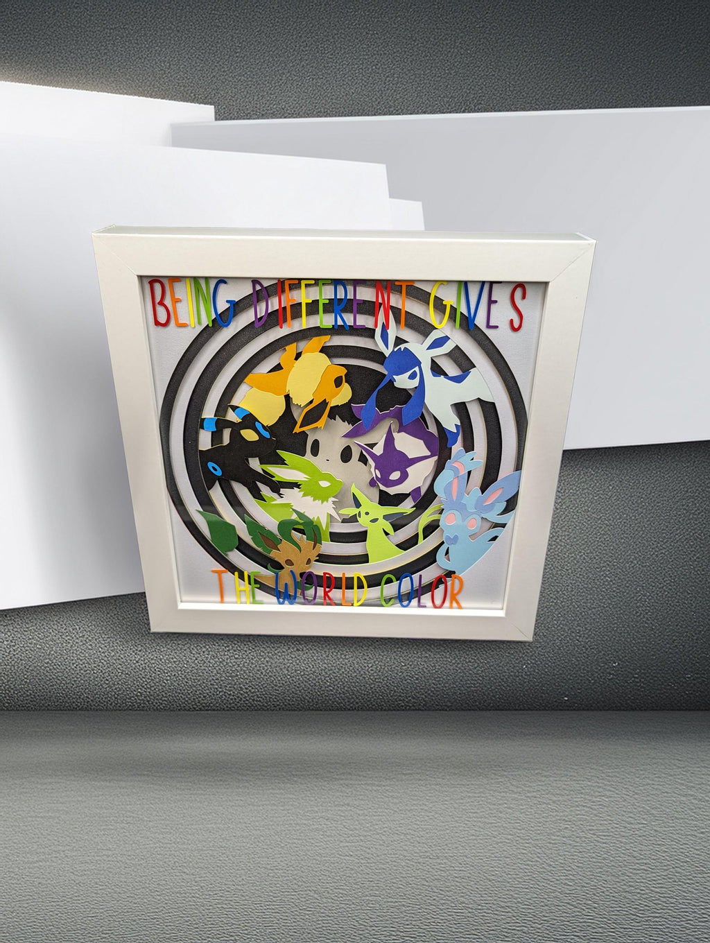Being Different Gives The World Color Framed Layered Cardstock Eeveelution Inspired Wall Art