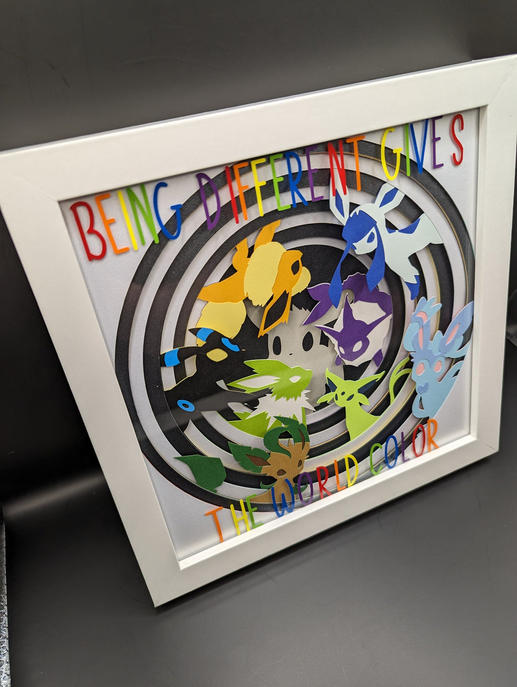 Being Different Gives The World Color Framed Layered Cardstock Eeveelution Inspired Wall Art