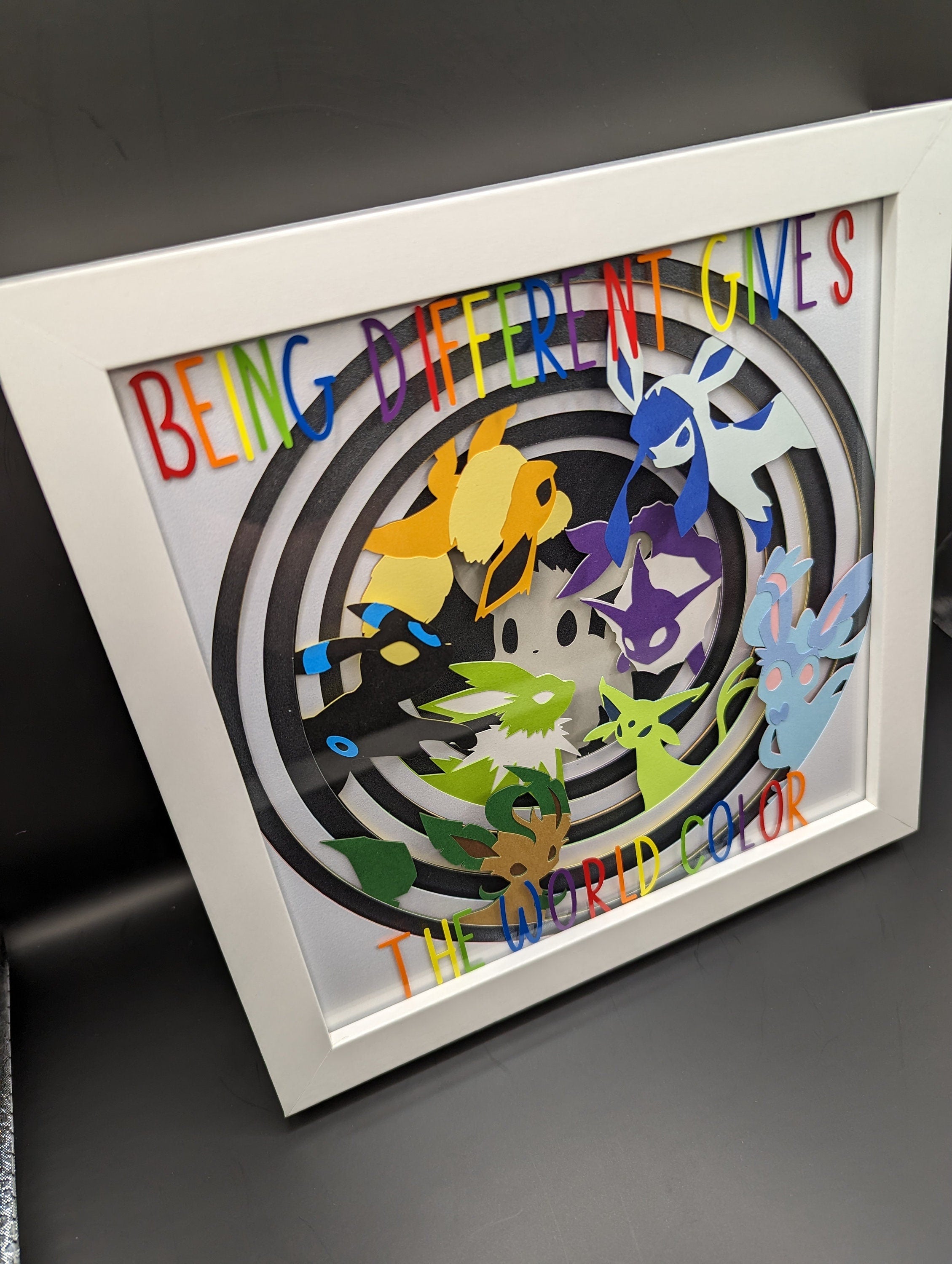 Being Different Gives The World Color Framed Layered Cardstock Eeveelution Inspired Wall Art