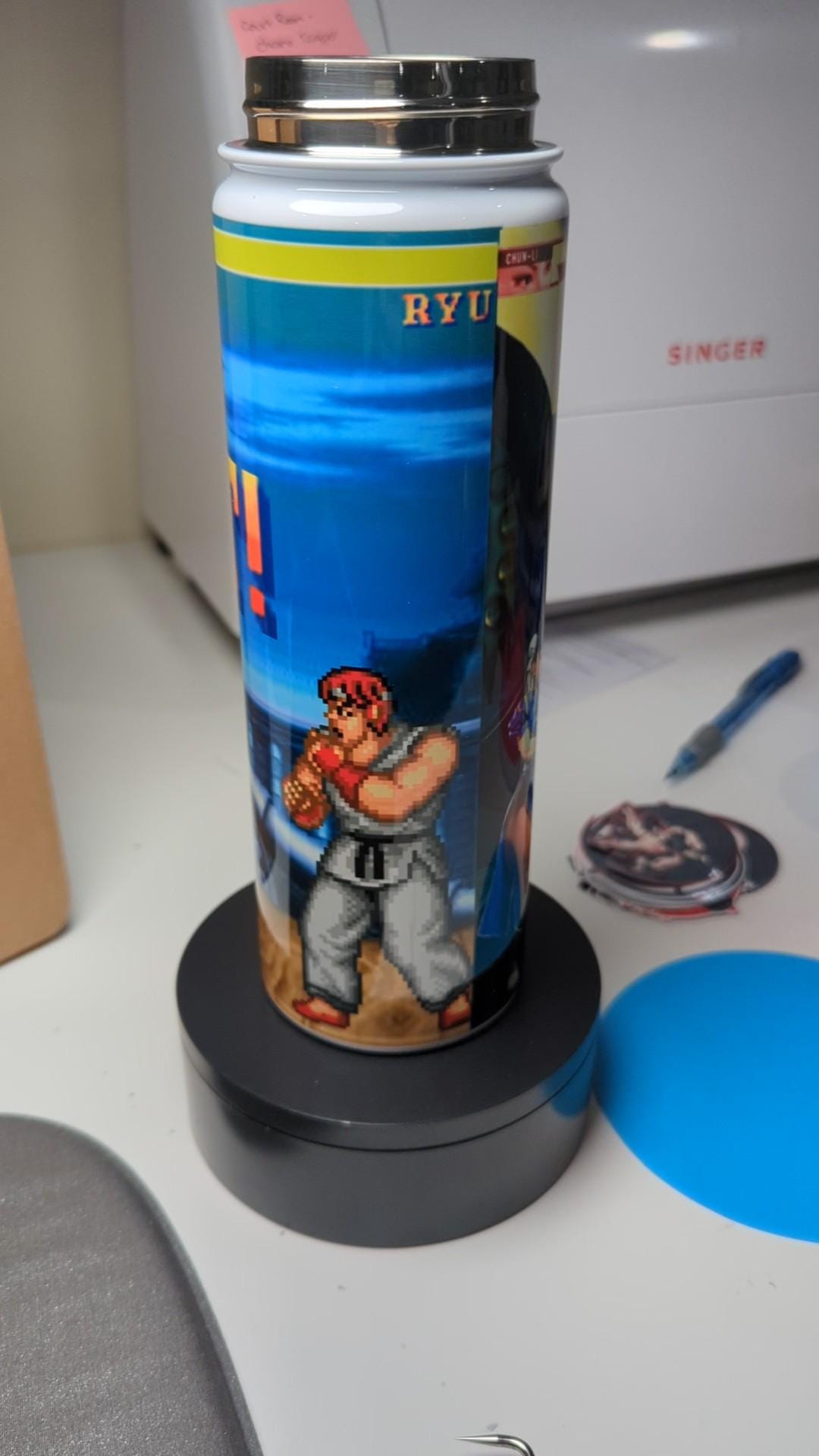 22 Oz Waterbottle inspired by Classic vs Present Street Fighter Chun Li Edition
