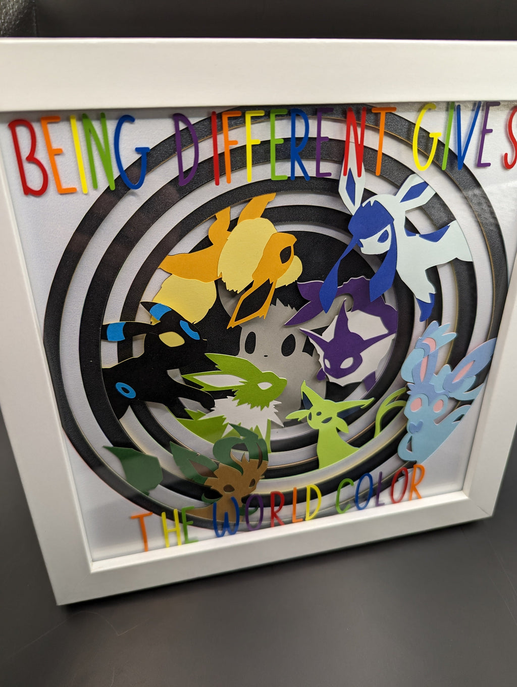 Being Different Gives The World Color Framed Layered Cardstock Eeveelution Inspired Wall Art