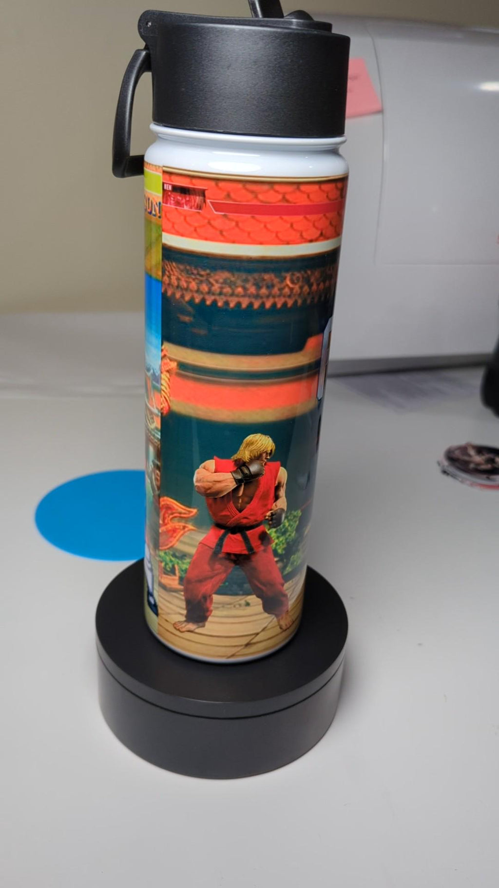 22 Oz Waterbottle inspired by Classic vs Present Street Fighter Ken Edition