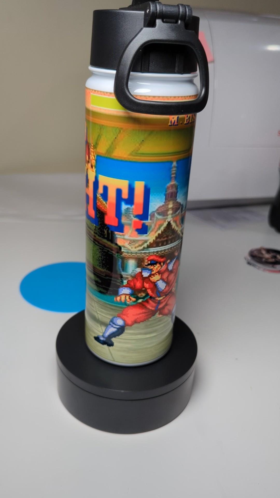 22 Oz Waterbottle inspired by Classic vs Present Street Fighter Ken Edition