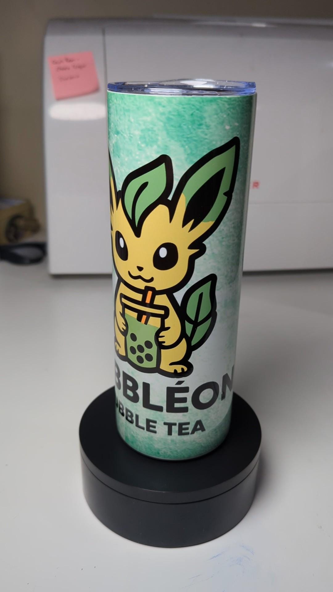 Bubbleon Leafeon Pokemon Boba Bubble Tea Inspired Tumbler