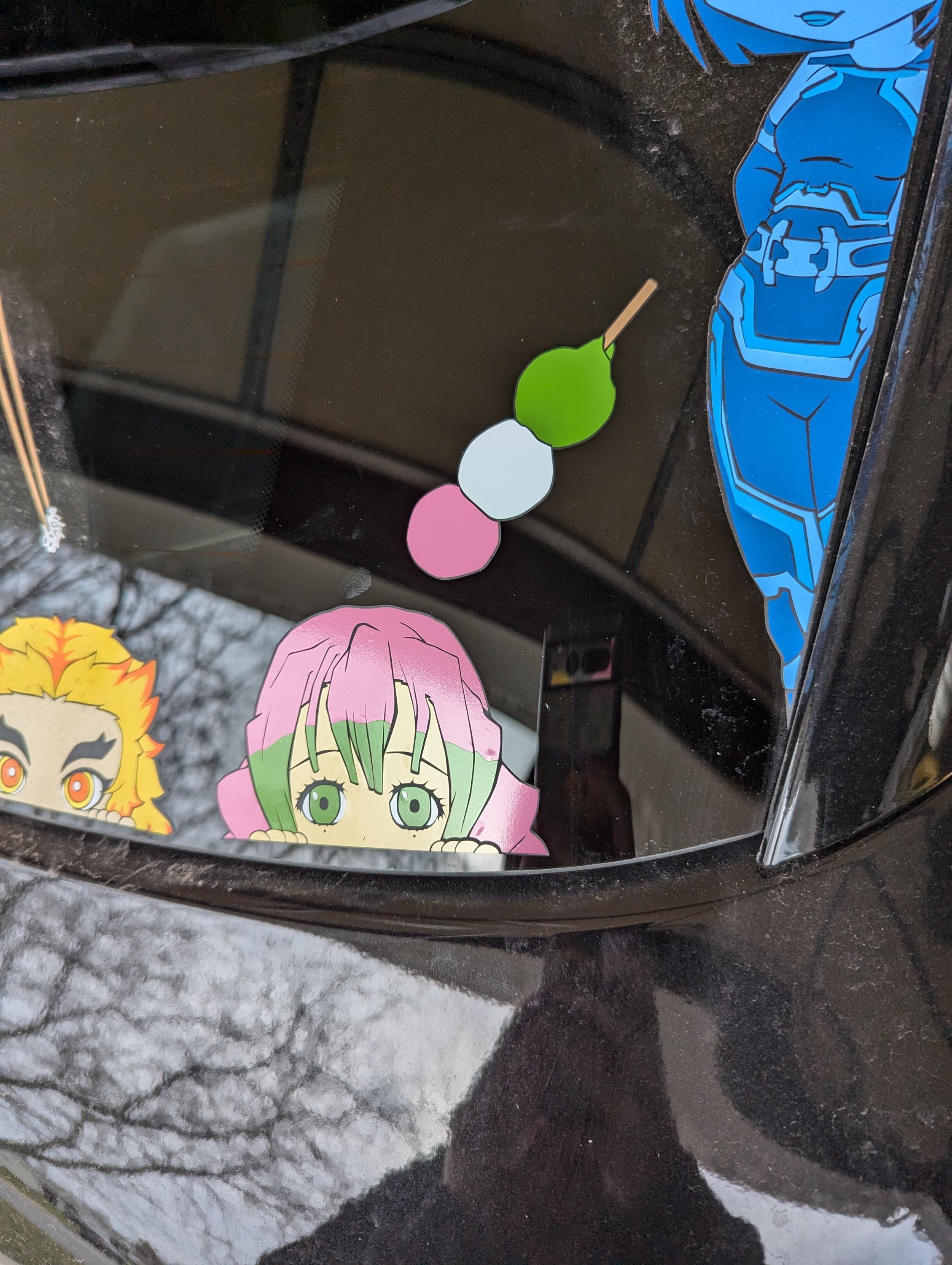 Hungry Demon Slayer Mitsuri Inspired Peeker Vehicle Decal in varying sizes