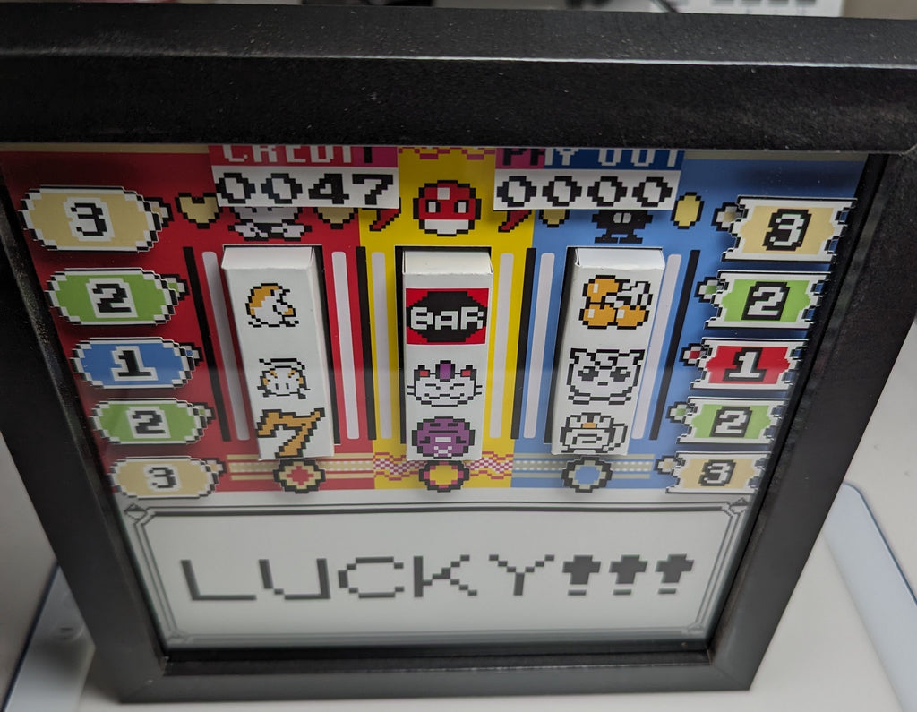 Pokemon Red Yellow and Blue Inspired 3D slot machine Layered Shadow Box