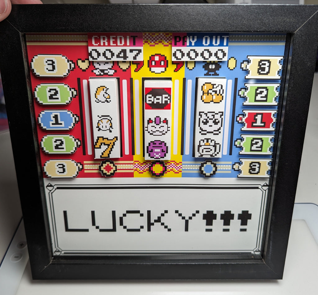 Pokemon Red Yellow and Blue Inspired 3D slot machine Layered Shadow Box